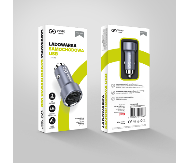 VIGGO DESIGN 2xUSB 3.4A Szara - 1458578 - zdjęcie 6